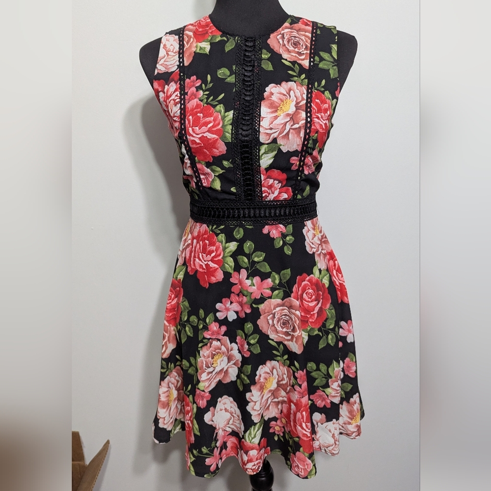 Disney Princess Floral Sleeveless Dress - Black and Pink - Picture 1 of 5